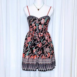 Band of Gypsies Fit & Flare Skater Dress Coral Pink Navy Blue NWOT